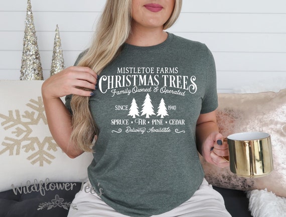 Women's MISTLETOE TREE FARM Limited Time Cute Funny Winter Holiday Christmas Tee T-Shirt Graphic Tee  Plus Sizes avail 3XL 4XL
