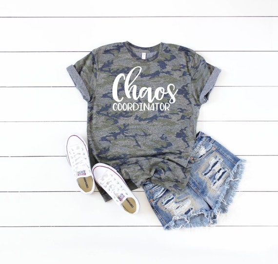 Women's Camo CHAOS COORDINATOR Tee T-Shirt Country Graphic Tee Plus Size Avail 3XL 4XL
