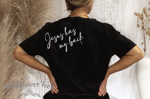 Women's JESUS HAS My BACK Inspirational Faith Religious Christian Church Bible Tee T-Shirt Graphic Tee Plus Size 3XL 4XL 5XL Avail