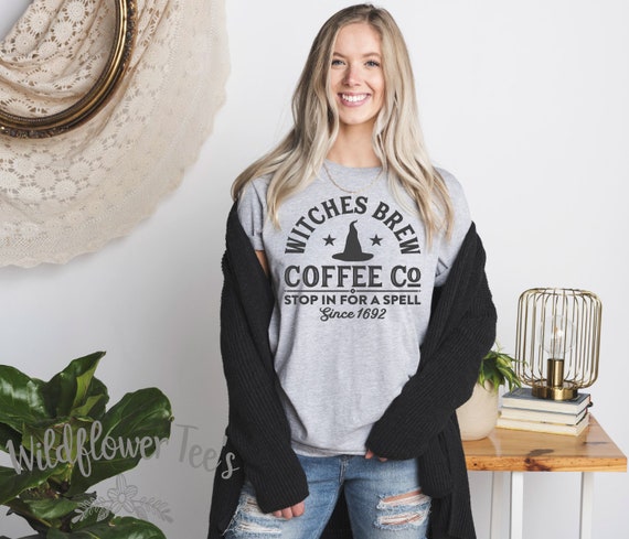 Women's WITCHES BREW COFFEE Co Limited Time Cute Halloween Fall Autumn Cute Boho Chic Trendy Graphic T-Shirt Tee Plus Sizes to 4XL 5XL Avail