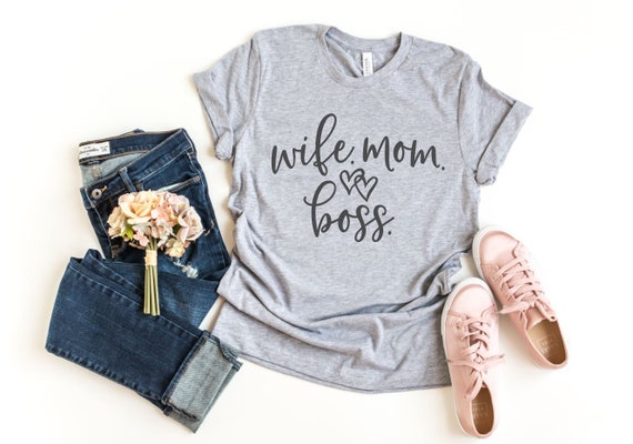 Women's WIFE MOM BOSS Mom Wife Tee T-Shirt Funny Humor Graphic Tee Plus Size Available in 3X 3XL 4X 4XL
