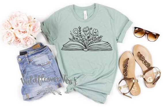 Women's FLORAL BOOK Read Book Lover Teacher Librarian Student Tee T-Shirt Graphic Tee Plus Size 3X 3XL 4X 4XL Avail