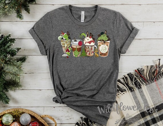 Women's GREEN GUY LATTES Limited Cute Holiday Christmas Tee T-Shirt Graphic Tee Plus Size Avail in 3XL 4XL 5XL