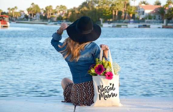 Tote Bag BLESSED MAMA Tote Bag, Religious, Christian, Faith, Bible Study, Mom Life, Gift Bag