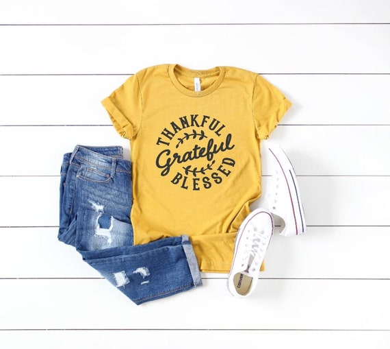 Women's GRATEFUL THANKFUL BLESSED Limited Time Cute Fall Autumn Seasonal Tee T-Shirt Graphic Tee Plus Size 3XL 4XL Avail