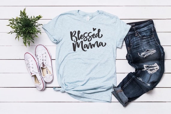 Women's BLESSED MAMA Inspirational Religious Faith Jesus Christian Bible MOM Tee gift T-Shirt Graphic Tee Plus Size 3X 4X 3XL 4XL Avail