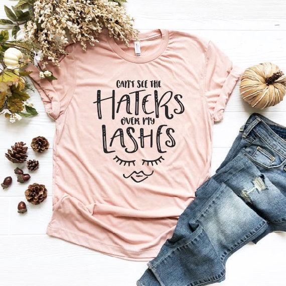 Women's Can't See The HATERS OVER My LASHES Tee Yonique Mascara Make-up Beauty T-Shirt Graphic Tee Plus Size