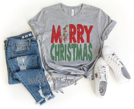 Women's MERRY CHRISTMAS Twig... Limited Cute Holiday Christmas Tee T-Shirt Graphic Tee Plus Size Avail in 3XL 4XL 5XL