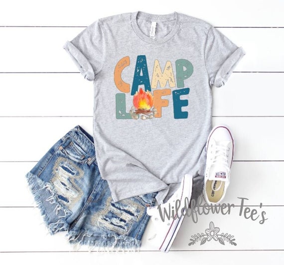 Women's CAMP LIFE Camping Tee T-Shirt Graphic Tee Plus Size Available in 3X 3XL 4X 4XL 5X 5XL