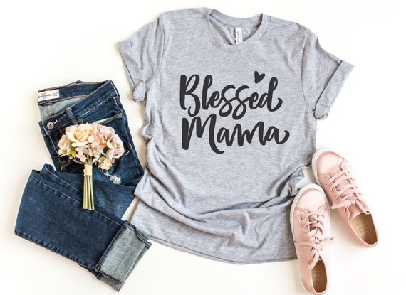 Women's BLESSED MAMA Inspirational Religious Faith Jesus Christian Bible MOM Tee gift T-Shirt Graphic Tee Plus Size 3X 4X 3XL 4XL Avail
