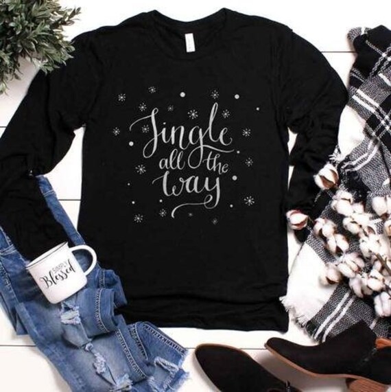 Women's Jingle All The Way Limited Time Cute Funny Winter Holiday Christmas Tee T-Shirt Graphic Tee Long Sleeve Plus Size Avail up to 3XL