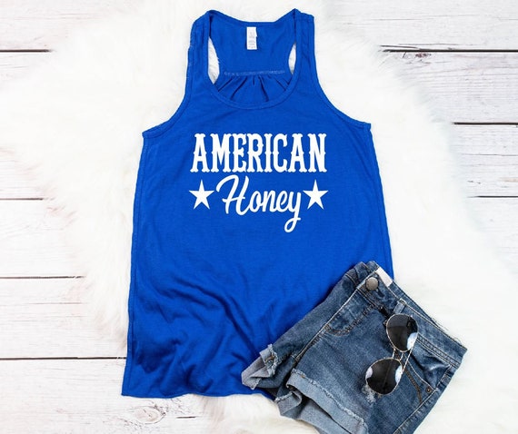 Women's AMERICAN HONEY Tank 4th Of July Fireworks Summer Rodeo Concert Country Music Festival