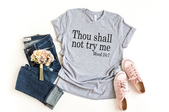 Women's THOUGH SHALL NOT Try Me Tee Humor Inspirational Faith Religon Christian T-Shirt Graphic Tee Plus Size 3X 3XL 4X 4XL 5X 5XL