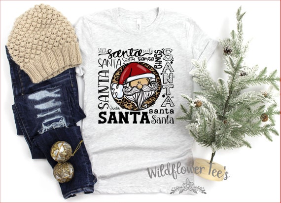 Women's CHRISTMAS SANTA TYPOGRAPHY... Limited Cute Holiday Christmas Tee T-Shirt Graphic Tee Plus Size Avail in 3XL 4XL