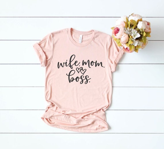 Women's WIFE MOM BOSS Mom Wife Tee T-Shirt Funny Humor Graphic Tee Plus Size Available in 3X 3XL 4X 4XL