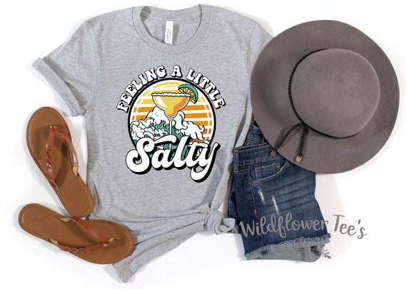 Women's FEELING A LITTLE SALTY Cute Summer Beach Margarita life bum Tee T-Shirt Graphic Tee Plus Size Available in 3X 3XL 4X 4XL 5X 5XL