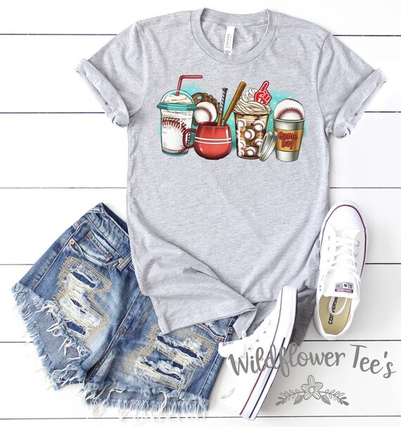 Women's BASEBALL LATTES Tee T-Shirt Graphic Tee Plus Size Avail 3XL 3X 4XL 4X 5XL 5X