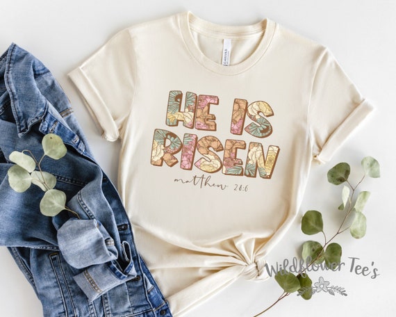 Women's HE IS RISEN Limited Cute Holiday Easter Passover Faith Christian Spring Tee T-Shirt Graphic Tee Plus Size Avail in 3X 3XL 4X 4XL