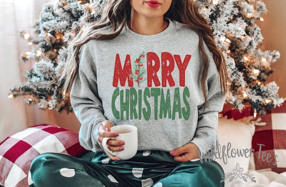 Women s MERRY CHRISTMAS TWIG Tree Sweatshirt Cozy Comfy Christmas Sweatshirt Fleece Trendy Country Chic Winter plus sizes avail to 4XL 5XL