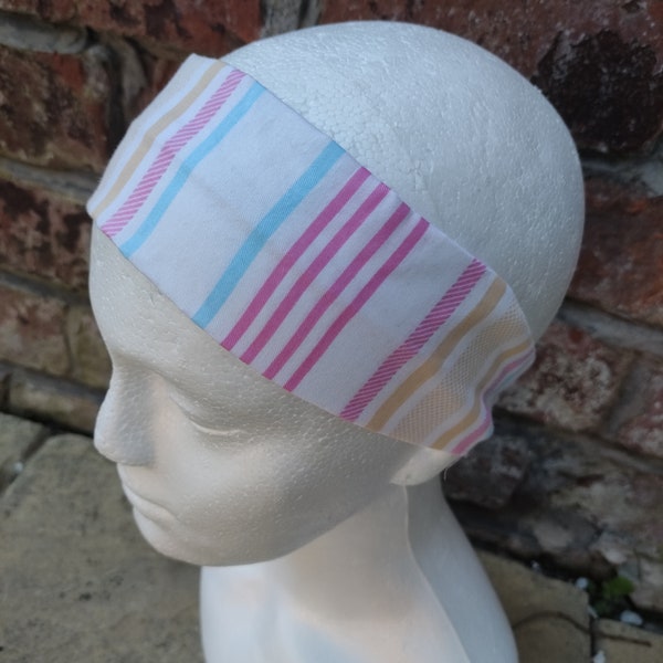 Headbands For women. Hot Pink Striped Headband- Yoga Headband- Elastic Headband- Wide Headband- Head Bandana- Workout rainbow headband