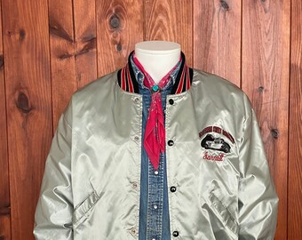 Size L. Made in USA Vintage 80s Satin Bomber Jacket - Etsy Size L. Made in USA Vintage 80s Satin Bomber Jacket - Etsy