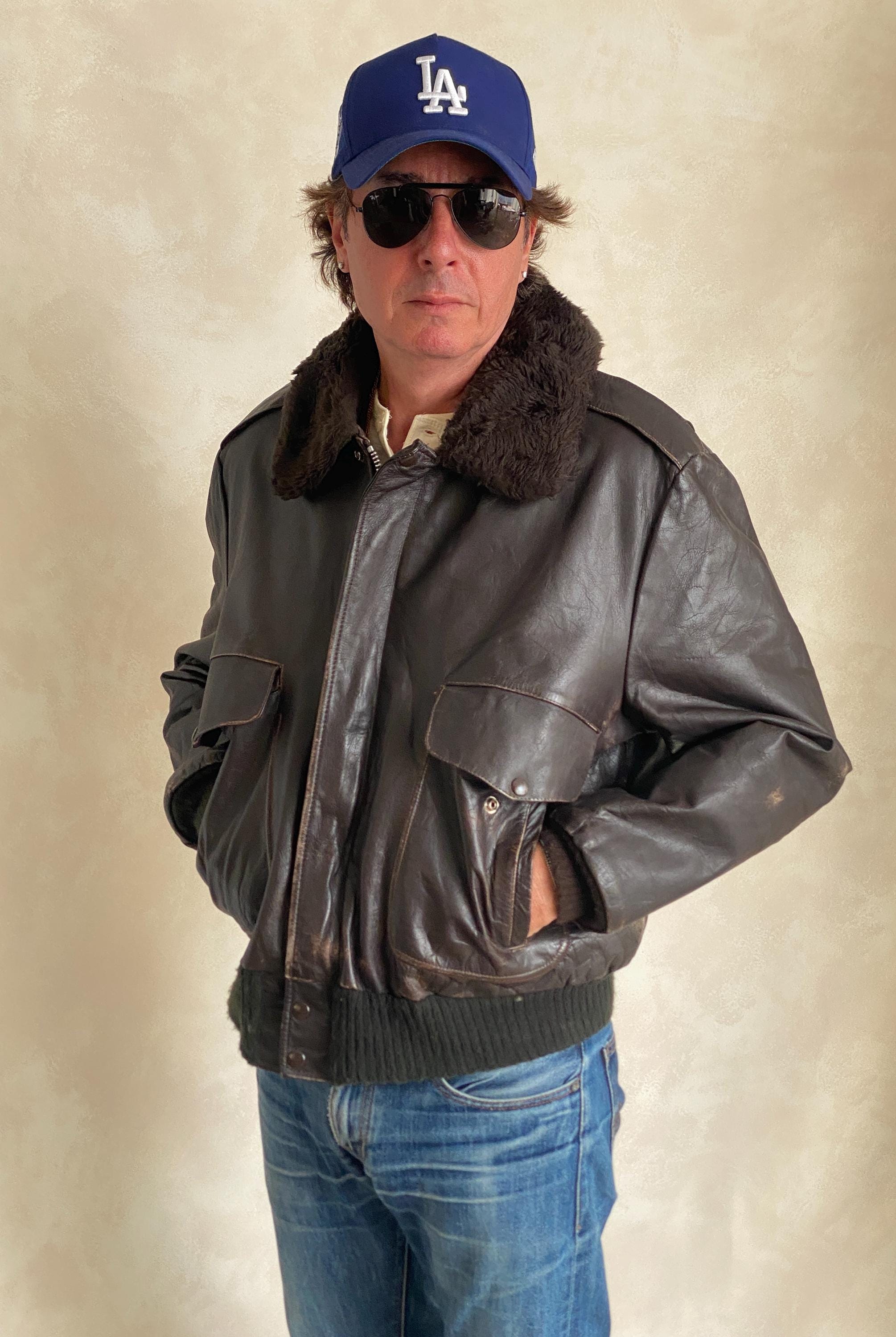 Size Large. Vintage Leather Bomber Flight Jacket Made in USA Aviator - Etsy  UK