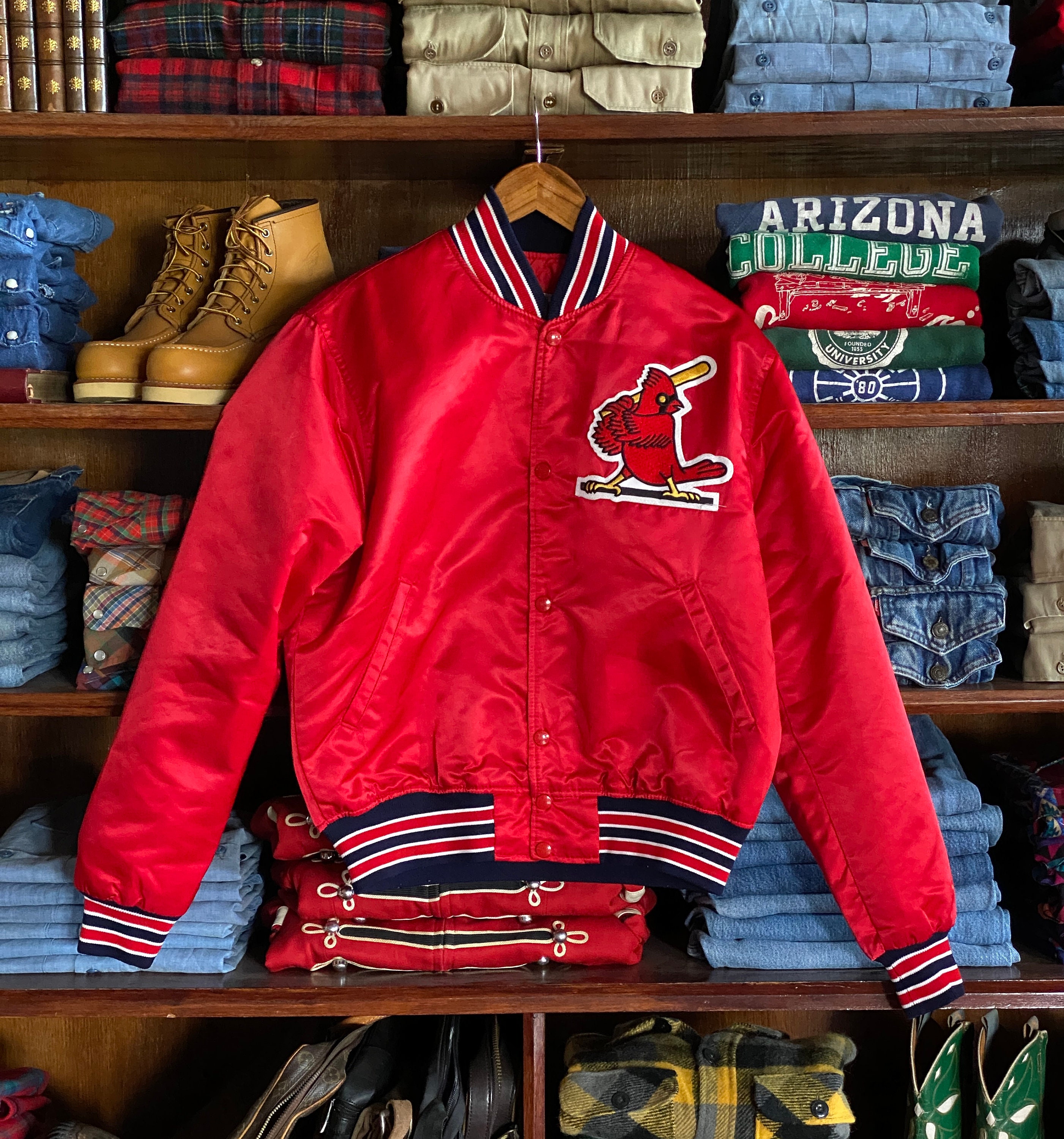 Medium. Vintage St. Louis Cardinals Satin Starter Varsity 