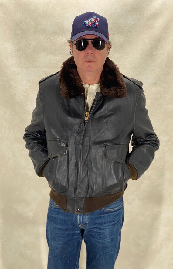 Vintage Leather Bomber Flight Jacket – G-1 Aviator Style Made in