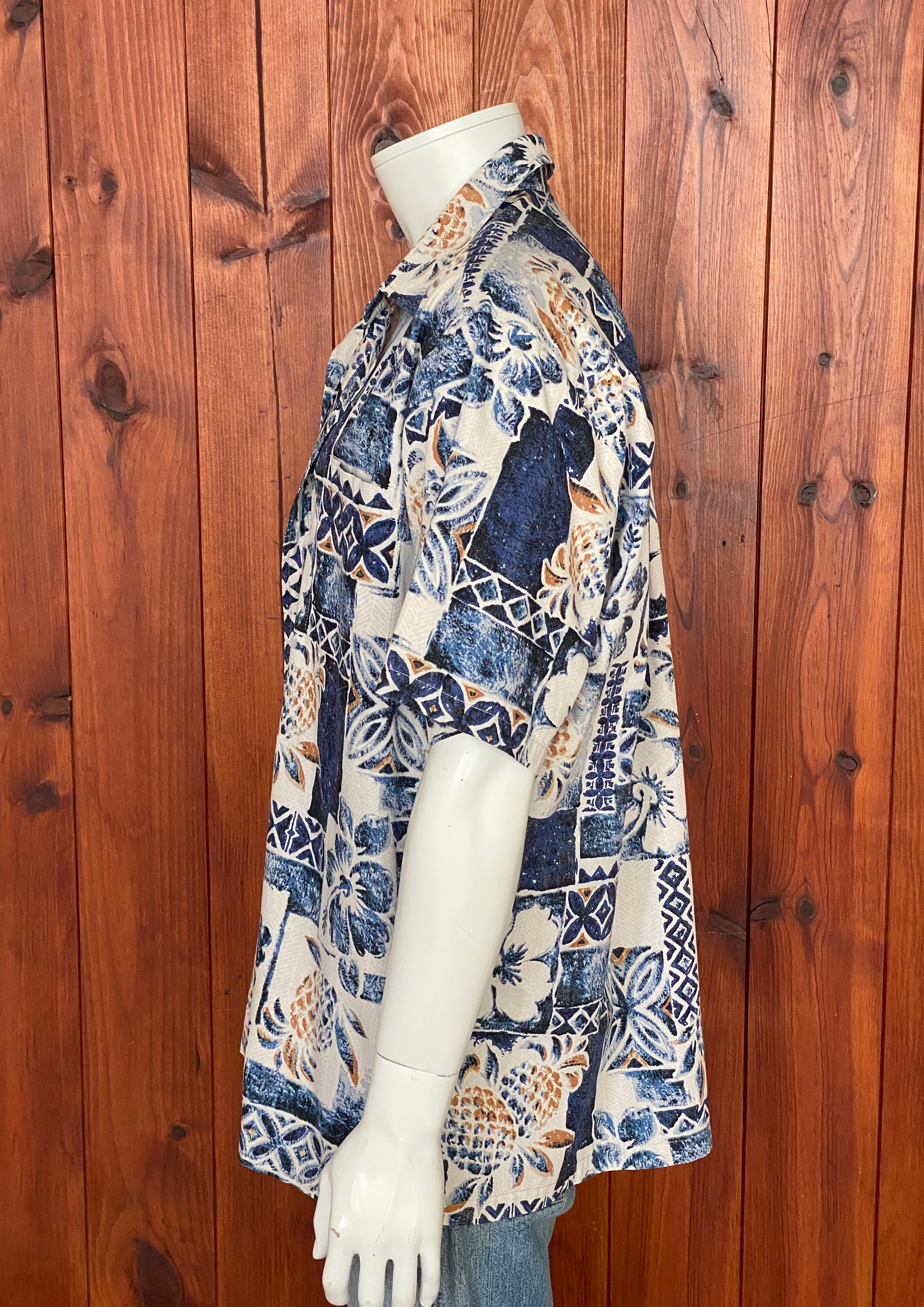KY's Camicia Hawaiana Originale Made In Hawaii – 100% Cotone Con Bottoni In Noce Di Cocco, Taglia L, Nero - 3
