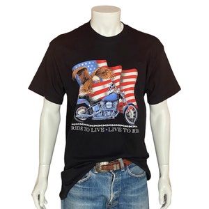 Grande. Camiseta vintage Harley Davidson dos anos 90 feita nos EUA
