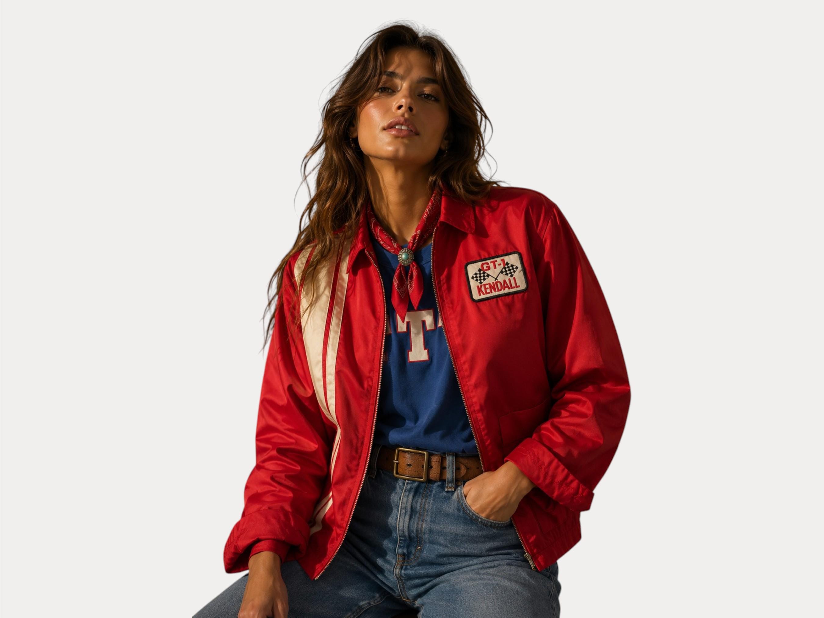 Kendall GT-1 Racing Jacket / 1970s Red Nylon Bonner Mfg / Motor
