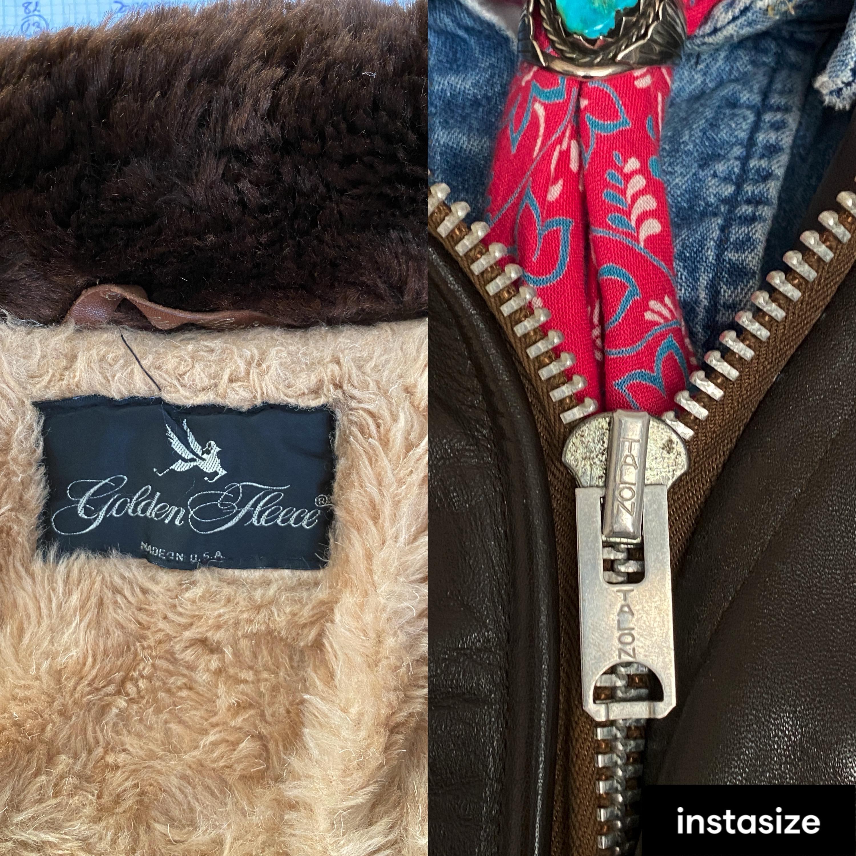 Size 44. Vintage Golden Fleece Leather Bomber Flight Jacket