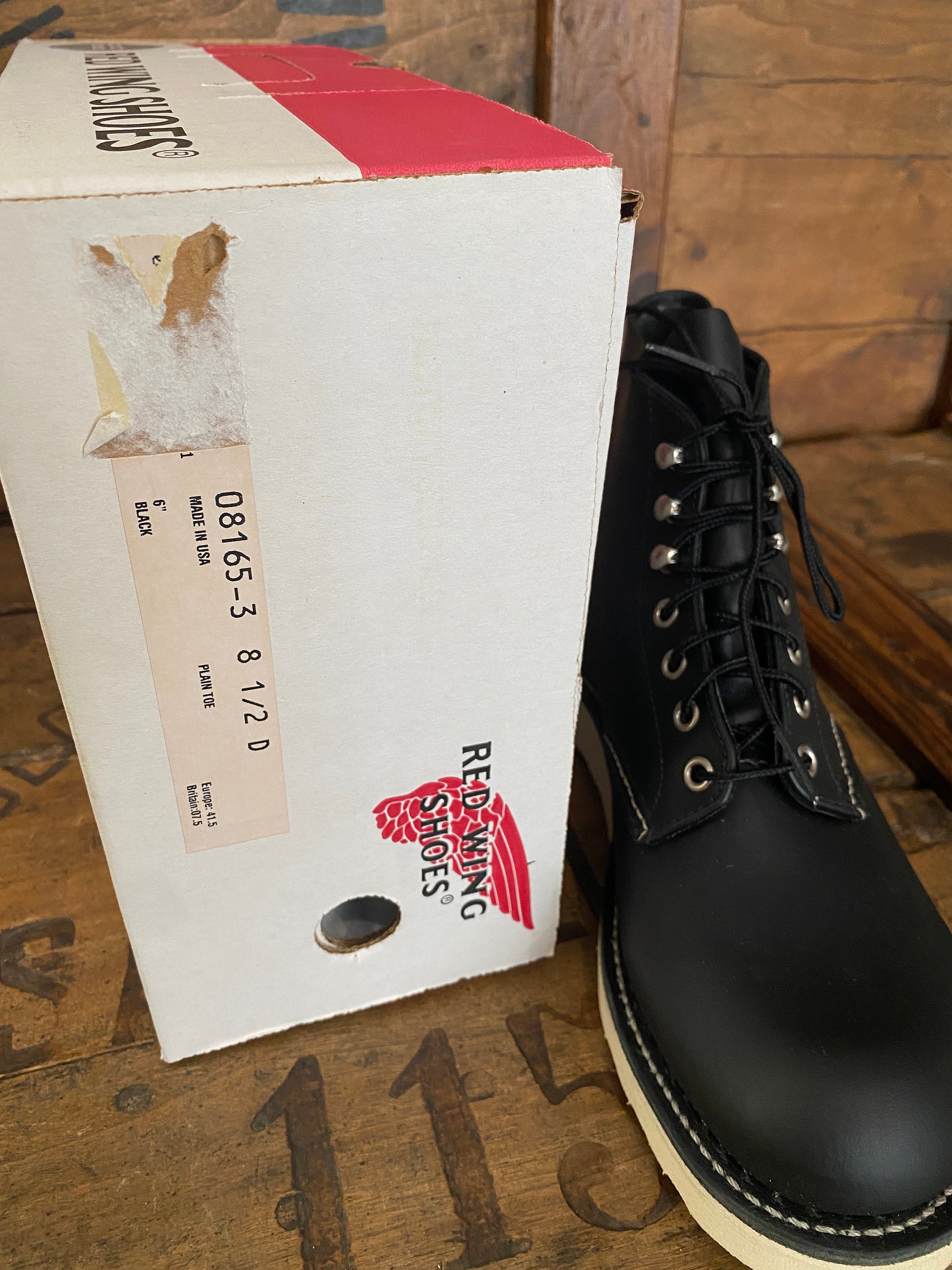 Größe 8,5D 41,5 EU R W 8165 6-Zoll-Arbeitsstiefel aus schwarzem 