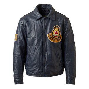 Export Leather Garments / Navy Leather Hockey Varsity / Royal Canadian Legion AAA / Size 42US 52EU