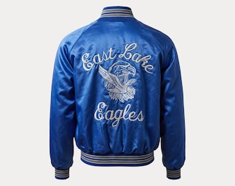 Vintage Empire Varsity Jacket M 70s Bomber Embroidered Blue - Etsy 