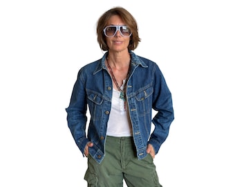 Vintage 1980s Lee Denim Jacket – 2 Chest Pockets – Made in USA – Size 20 – Classic Workwear Style