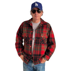 Medium Vintage 50s Woolrich plaid wool shirt made in USA