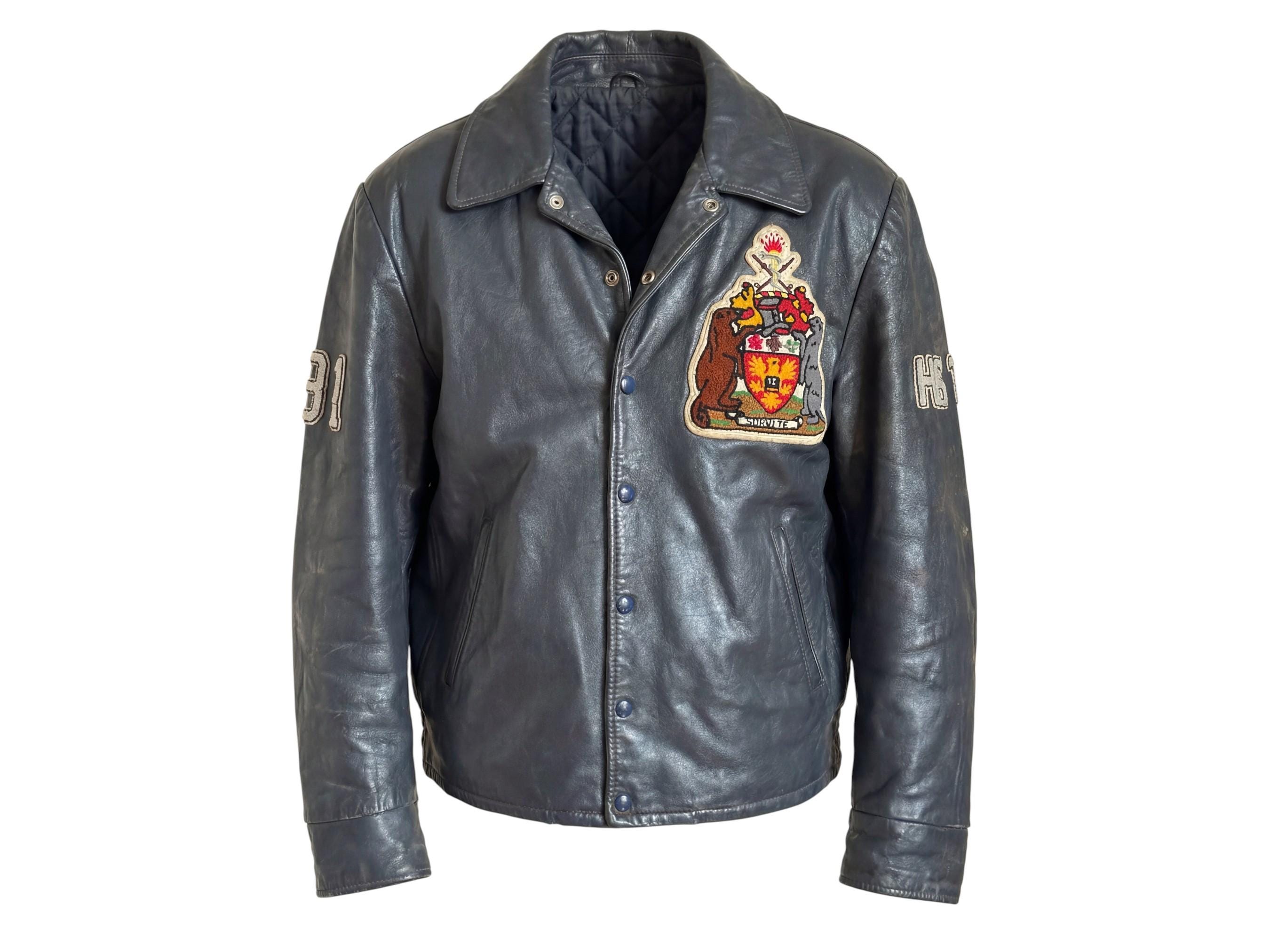 Vintage 90s Leather Varsity Jacket - Brock University Canadian