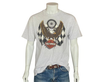 Vintage jaren 1990 Harley Davidson T-shirt klassiek VS motorfiets grafisch T-shirt kleine heren