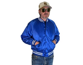 Vintage 80s Bluejays Booster Club Satin Jacket – King Louie Bomber