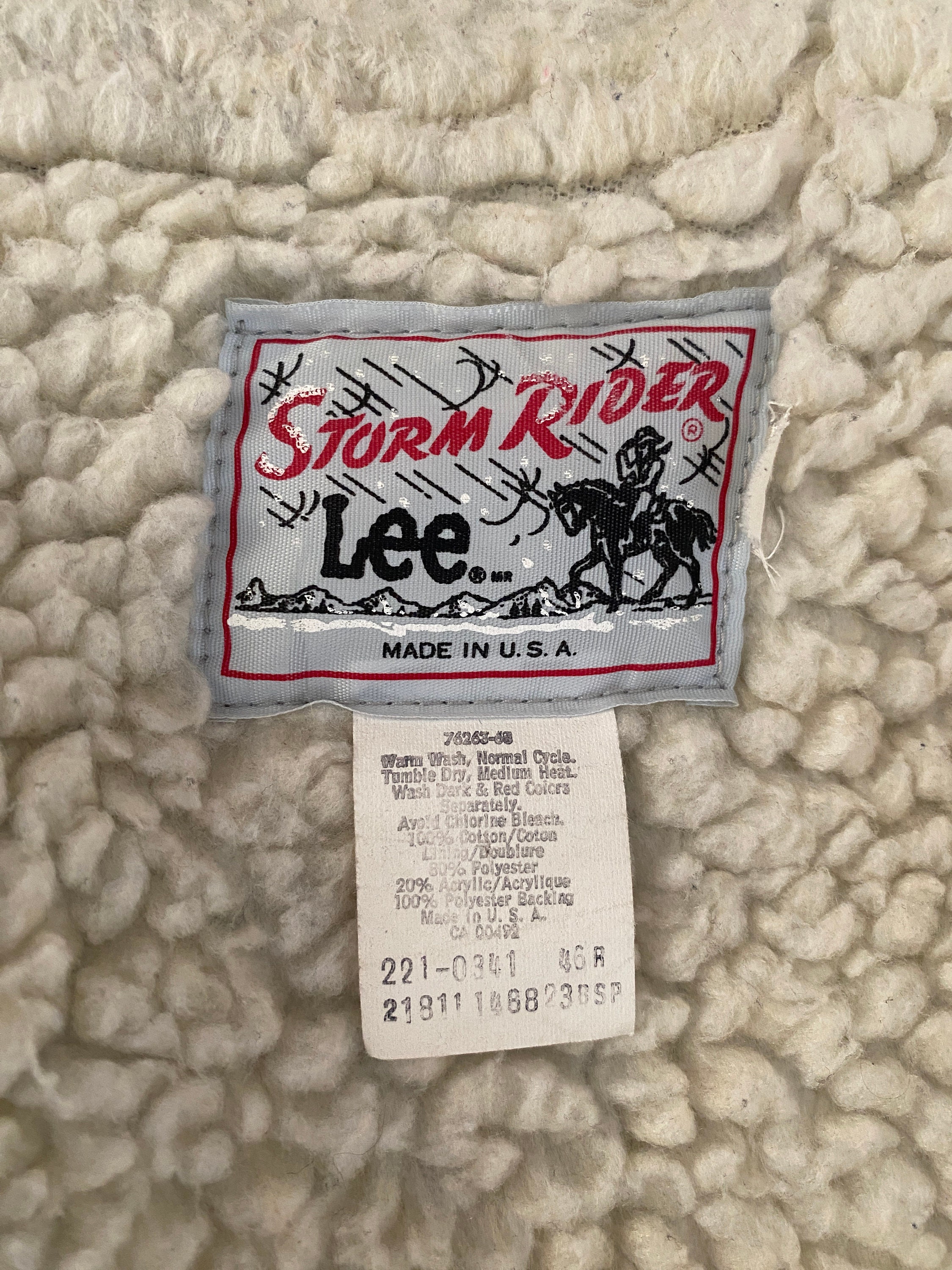 Size 46 USA. Vintage Lee Storm Rider Sherpa Fleece Jacket Made - Etsy