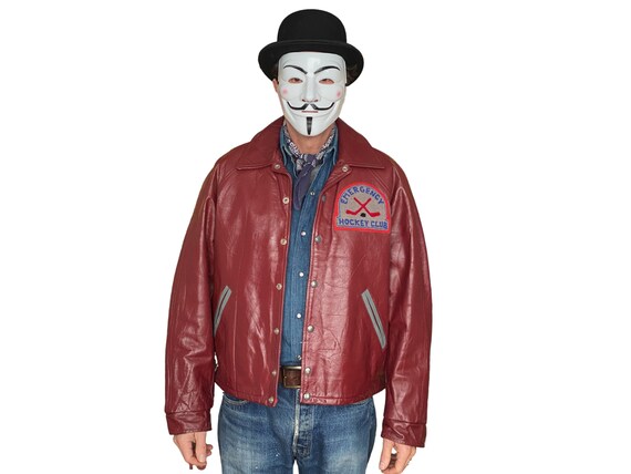 Vintage Canadian Leather Hockey Jacket – Size 46US / 56EU – Classic Sportswear Made in Canada