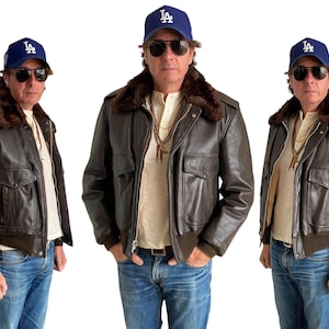 Size 44. Vintage Golden Fleece leather bomber Flight Jacket Made In  USA