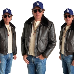 Vintage 80s Type MK1 Flight Leather Jacket Mens 44 Deadstock