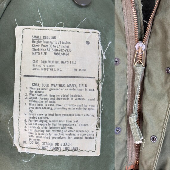 Small Reg. Alpha Industries Authentic 1976 US M-65 Field Jacket