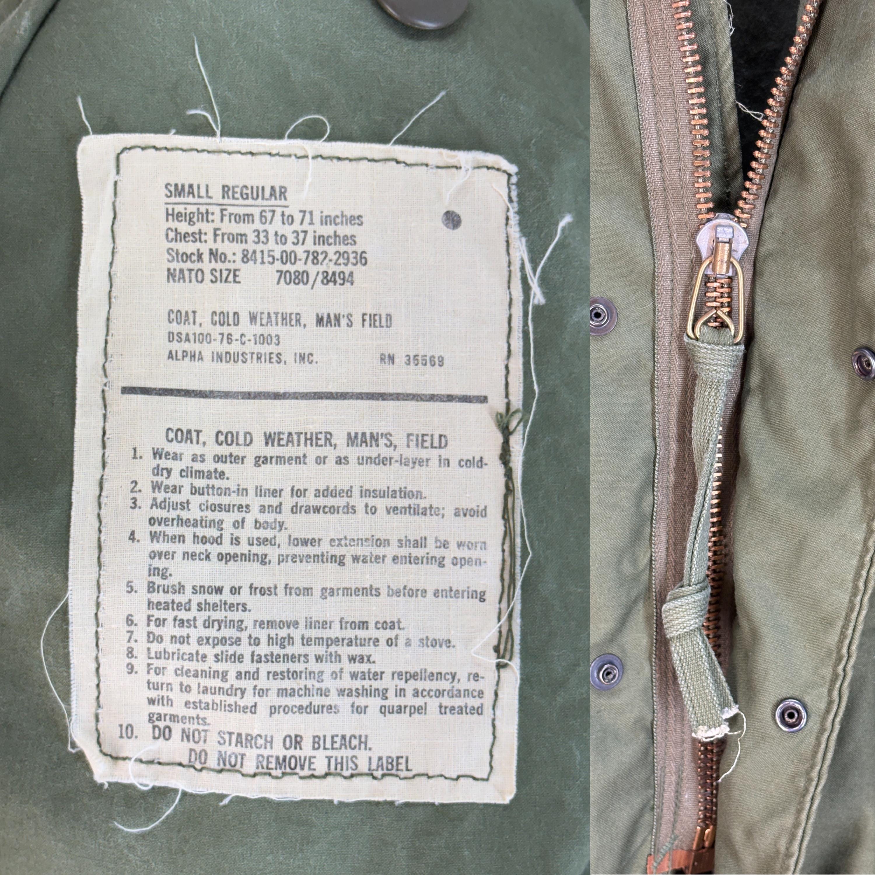 Small Reg. Alpha Industries Authentic 1976 US M-65 Field Jacket