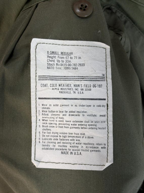 X Small . Alpha Industries US M-65 Field Jacket. Military - Etsy