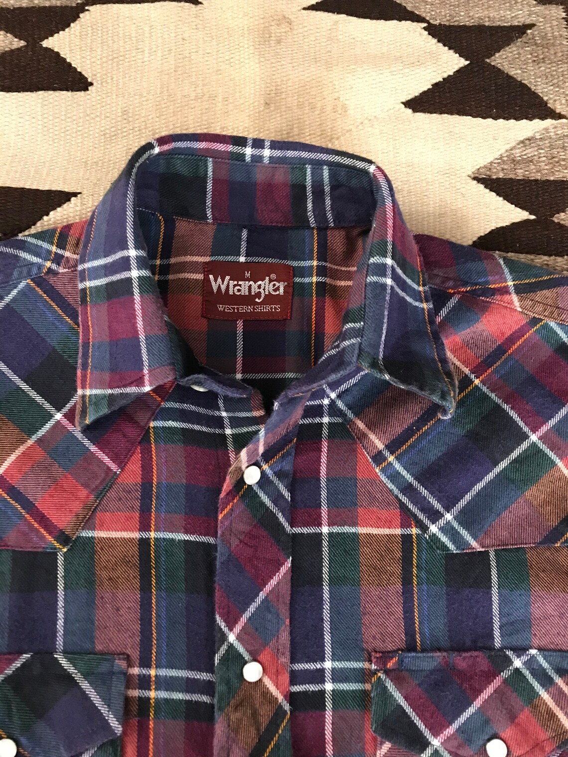 Vintage 80s Wrangler western flannel shirt 100% cotton size: M | Etsy
