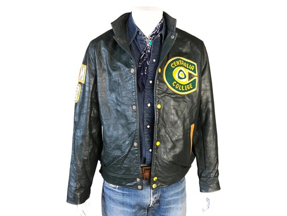 Vintage 1993 Canadian Leather College Jacket – Dark Green Varsity