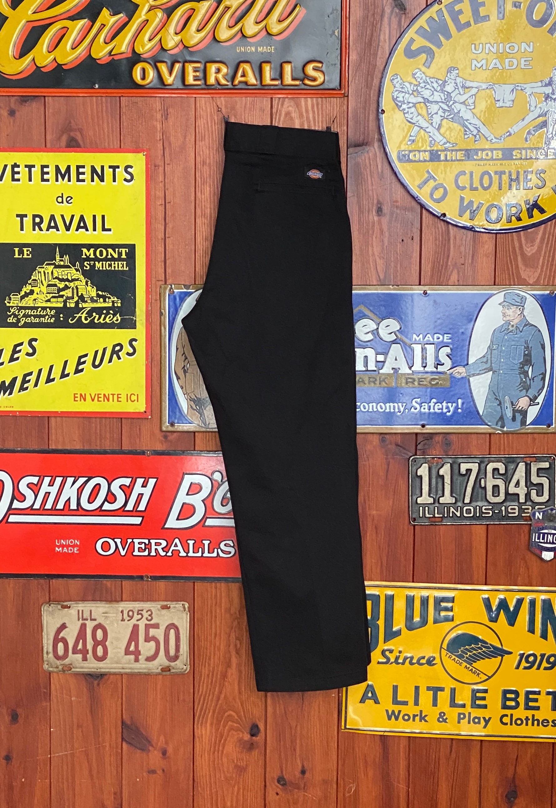 Vintage Dickies 874 Work Pants Black Made USA Classic Workwear